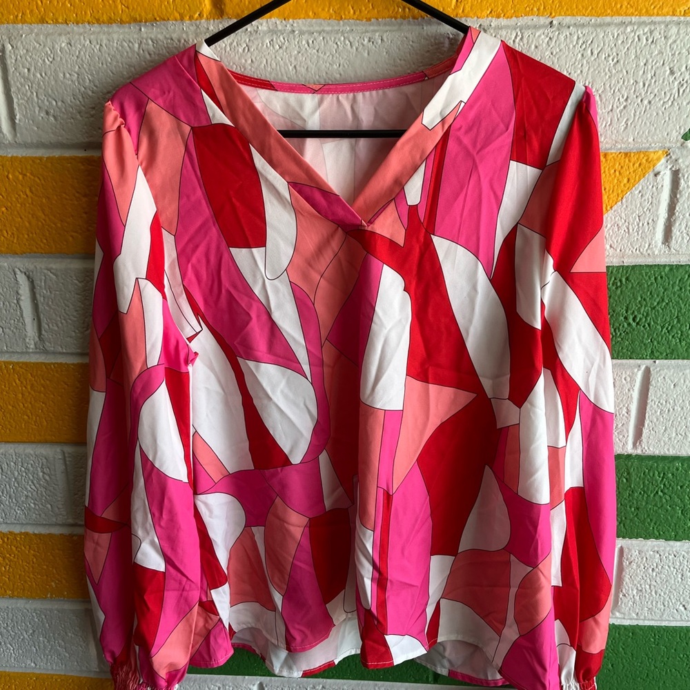 Vibrant Pink and Red Women's Top